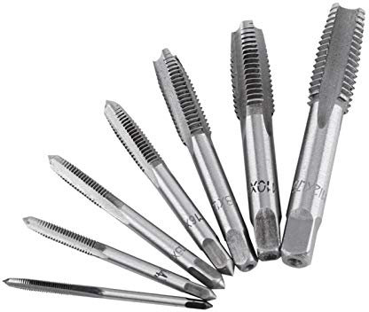 7 pz Rubinetto a vite, M3, M4, M5, M6, M8, M10, M12, Acciaio Tap & Die Tool Kit filettatura filettatrice Filettatura tubi per legno, plastica, alluminio o altri materiali morbidi