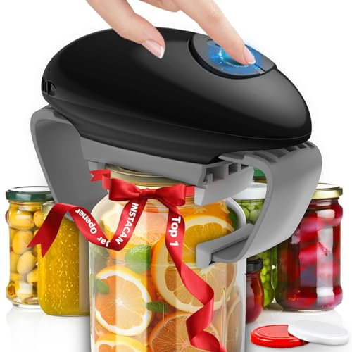 Electric Jar Opener, Restaurant Automatic Jar Opener for Seniors with Arthritis, Weak Hands, Bottle Opener for Arthritic Hands(Black)