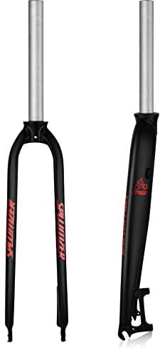 ZTZ 1-1/8 26/27.5/29 Aluminum Alloy Rigid Disc Brake MTB Fork, 28.6mm Threadless Straight Tube Superlight Mountain Bike Front Forks (Red, 26)
