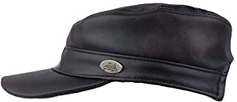 Black Jungle CASTRO Army Cap Leder cap Military cap Biker Kappe, One-Size (Braun, Einheitsgröße)