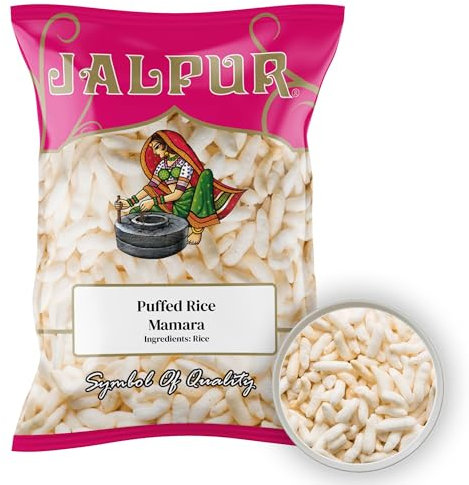 JALPUR MILLERS Mamra Puffed Rice 500g – Light & Crunchy Indian Snack, Perfect for Breakfast, Bhel & Healthy Snacking – Natural, High-Fibre, Freshly Packed for Authentic Taste & Quality
