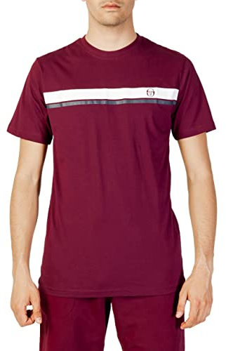 Sergio Tacchini Herren T-Shirt Homme Stripe A Tshirt, Weinrot, L