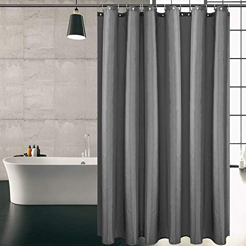 KIPIDA Duschvorhang Textil, Anti-Schimmel, Wasserdichter, Waschbar Anti-Bakteriell Stoff Polyester Badewanne Vorhang mit 8 Duschvorhängeringen