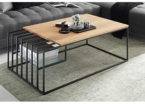 möbelando Couchtisch Wohnzimmertisch Sofatisch Ablagetisch Tisch Wohnzimmer Jurien Bay I Eiche