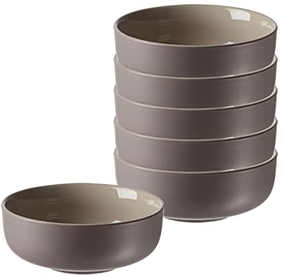 Ritzenhoff & Breker Müslischalen Jasper, Taupe, 6er Set, ø 14 cm, 500 ml, Steinzeug, Schalen mit Soft-Touch-Haptik & farbiger Matt-Glasur