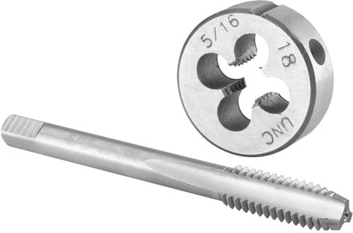 Burkit Jeu de tarauds et filières 5/16-18 UNC pour droitier, filetage de machine 5/16 x 18 UNC et filière ronde