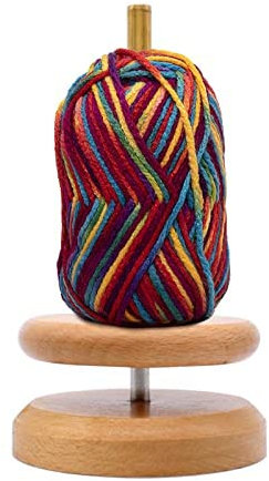 Joyeee Natural Wollabwickler aus Holz, Wollknäuelhalter Wollhalter, Garnhalter Wolle, 10 x 10 x 17.8 cm