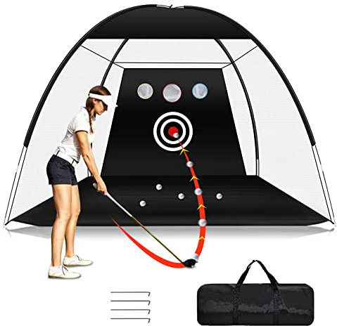 Heavy Duty Golf Practice Net - 10x7ft Swing Training Aid with Target and Carry Bag for Backyard Driving Chipping - Men Kids Indoor Outdoor Sports Game