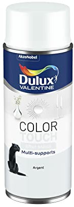 Dulux Valentine Peinture Intérieure et Extérieure Aérosol Color Touch Effet - Argent Effet Metal - 400ml