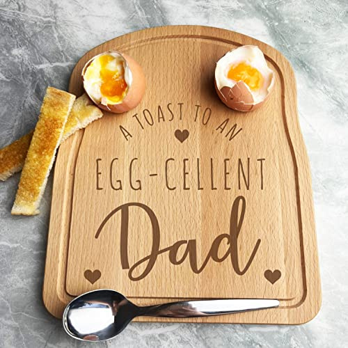 Fingerprint Designs Boiled Eggs & Toast Dad Breakfast Board - Gift for Dad - Birthday Present Idea