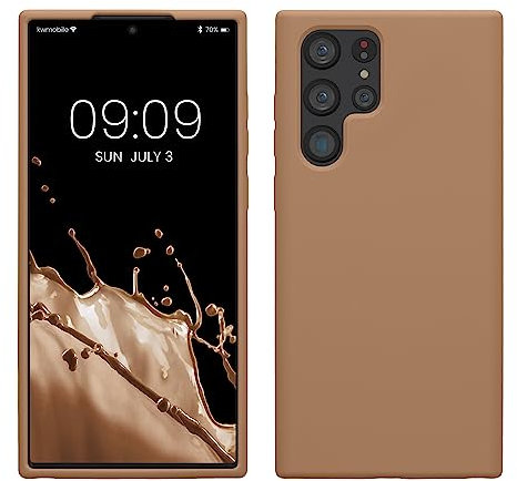 kwmobile Hülle kompatibel mit Samsung Galaxy S22 Ultra Hülle - Silikon Handy Case - Handyhülle weiche Oberfläche - kabelloses Laden - Cappuccino