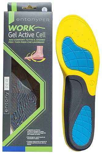 Solette Gel Active Cell Work Sport Entonyper Sotto Piedi Plantare Metatarsalgia Lombosciatalgia Metatarso Sottopiedi Estraibili (EU-XL 44-47)