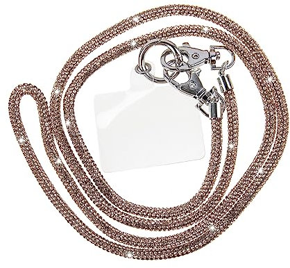 Bling Dynasty Modisches Schlüsselband für Handtaschen, 100 cm (43,3 Zoll), glitzernd, hochwertig, glitzernd, wasserdicht, Strass, Handy-Schlüsselband für Damen (Champagner, 1 Stück), Champagner