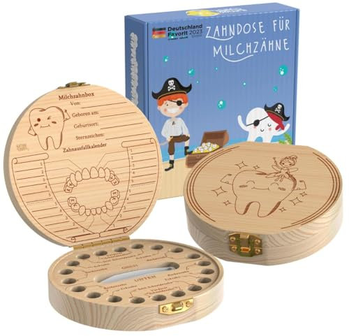 LumeeStar® Zahndose Milchzähne Friends – Personalisierte Milchzahndose mit Display Funktion für Jungen – Zahnbox Geschenk zur Geburt – Hübsche & Praktische Zahndose für Babys