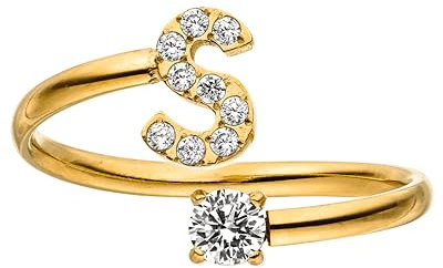 Purelei® Buchstaben Ring S – Damenring aus langlebigem Edelstahl – Wasserfeste Ringe – Verstellbare Ringe von Größe 50 bis 60 – Modeschmuck für deinen individuellen Look