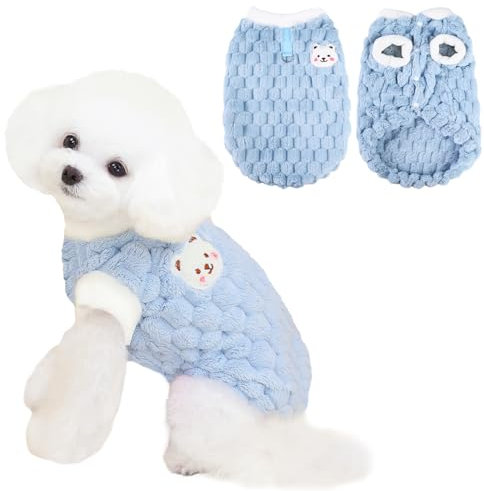 Lyneun Hundepullover, Warm und Einfarbig, Bequem und Weich für Winter, Welpenpullover (Blau, XL)