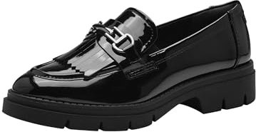 Tamaris Mocasines Veganos para Mujer, Negro Charol, 41 EU