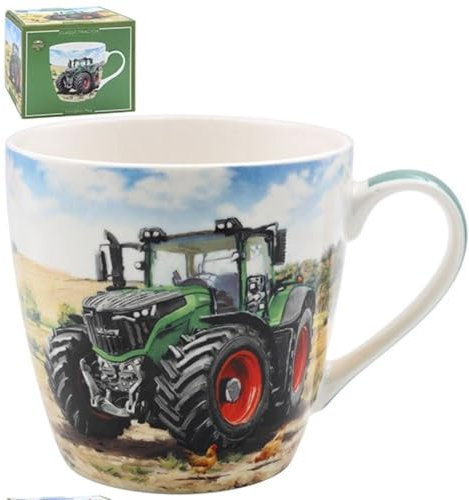 The Leonardo Collection - Tractor Design (Green, Red Wheels) Fine China Breakfast Mug