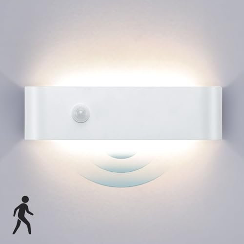 Lightess 16W Aplique Pared Interior Sensor Movimiento 1600LM, Moderna Lampara de Pared LED, 4500K Blanco Neutro Lámpara de Pared Luz de Aluminio Iluminación para, Dormitorio, Pasillo, Escalera, Blanco