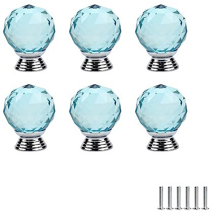FEEIMOL 6 Stück Bunte Kristall Schrankknöpfe Schubladengriffe Möbelknöpfe Schrankschublade Türknöpfe Kommode Knöpfe Griffe für Küchenschränke Einzelloch