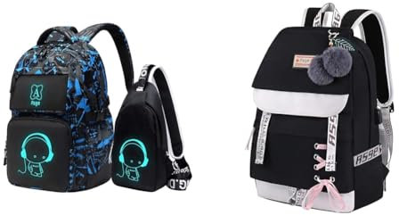 Asge Schulrucksack für Jungen und Mädchen - Wasserdichter Rucksack Teenager & Schulrucksack Mädchen Schulranzen mit Ergonomischem Design