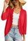 GRECERELLE Cardigan décontracté à manches 3/4 pour femme, pull ample et fluide à volants en tricot, boléro à porter avec des robes, Rouge, M