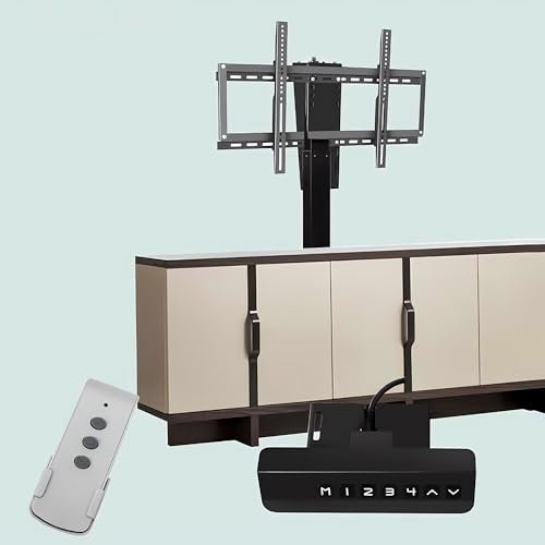 Soporte TV Motorizado, Elevador de TV eléctrico con Control Remoto con Memoria, Soporte Techo Motorizado para televisión de 32 a 70 Pulgadass, Carga De 60 Kg (Lift-73cm)