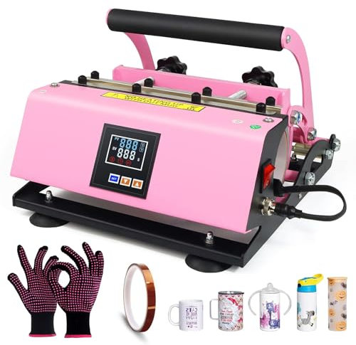 Naturalpowev Auto Tumbler Heat Press Machine, Mug Press for 11oz-30oz Sublimation Blank Glass Cups, Cup Heat Press DIY Sublimation Mug Projects, Pink