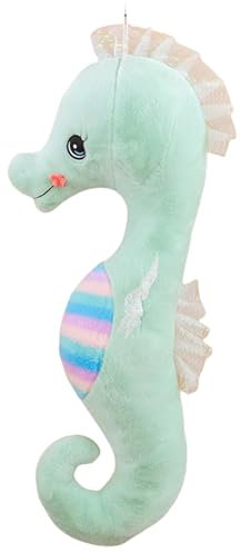 champracer Seepferdchen Kuscheltier Plüschpuppen tierisches Süße Seepferdchen Plüschtier Stofftie Weiches Seepferdchen Kissen Kinder Plüschtier pielzeug Dekokissen Stofftier Geschenke (Grün,50 cm)
