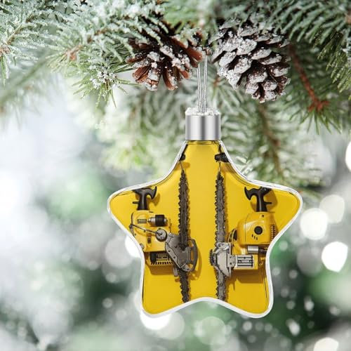 Weihnachtskrippe Stern Gelb Zwei Kettensägen Weihnachtsbaum Hängende Ornamente Kleine Krippe Stern Weihnachtsdekoration Urlaub Weihnachten Ornament Dekorative Hängende für Weihnachtsbaum