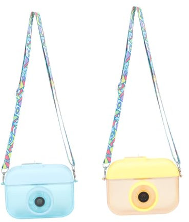 Amosfun 2stücke Sommerwasserflasche Trinkflasche Tragbare Wasserflasche Mit Riemen Kameradesign Wasserbehälter Für Outdoor Aktivitäten Saftflasche Kaltwasserbecher