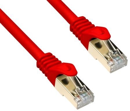 DINIC Cat.7 Premium Patchkabel 10 Gb LAN Kabel, Netzwerk-Kabel S/FTP Kupfer, LSZH Ethernet (Rot, 2,00m)