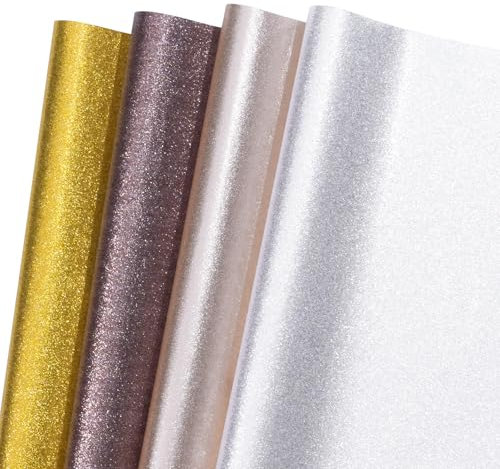 Rancco Glitter Wrapping Paper- Rose Gold/Silver/Gold/Dark brown Color Sparkle Paper for Christmas, New Year's Eve, Birthday, Wedding, Baby Shower, Party, Craft Paper Decor Gifts, 4PC,19.7''X 27.6''