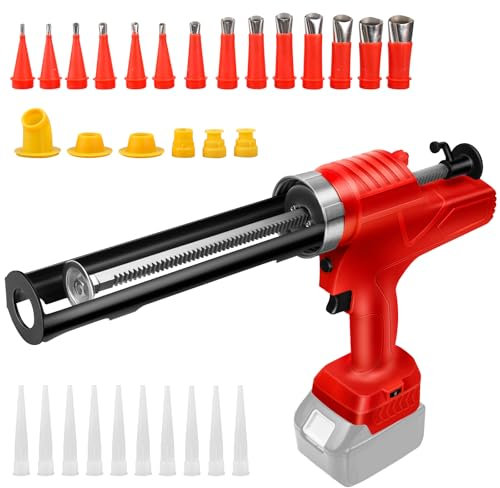 WingFly Akku Kartuschenpresse, Kartuschenpistole für Makita 18V Batterie, Kabellose Silikonspritze mit 6 Geschwindigkeiten, 310ml, Silikonpistole für Abdichten, Spachteln (ohne Akku) (Rot)