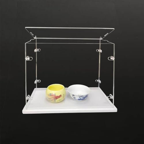 Top Openable, Clear Acryl Display Cabinet Assembly, Verdickte Basis, Robuste L-förmige Schnalle, Staubschutz Schrank für Action Puppe Spielzeug Collectibles (weiß, 35x20x30cm/14x8x12in)