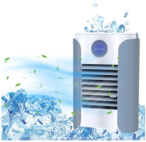 Aire Acondicionado Portátil Pequeño 3 En 1,USB Aire Acondicionado Portatil Silencioso Pequeño Con Asa,Luces Led De 8 Colores Climatizador De Aire Portatil Dormitorio Oficina En Casa Uso Al Aire Libre