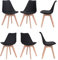 sinlikon Lot de 6 chaises de salle à manger scandinaves, ergonomiques, pieds en bois massif et coussin en mousse souple, noir