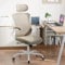 COLAMY Bürostuhl Mesh Computer Stuhl mit Verstellbarer Kopfstütze und Lendenwirbelstütze, Schreibtisch Ergonomischer Arbeitsstuhl mit hochklappbarer Armlehne, 140° Wippfunktion, Khaki