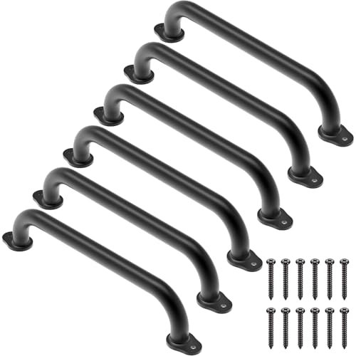 Dolibest Haltegriff Schwarz, 43cm Kinder Metall Treppenhandlauf 6er Behindert Senioren Sicherheitsgriff Innen außenbereich Griffstangen Wand für Spielturm/Toilette/Bad/Dusche/Hochbett, Kürbisbasis