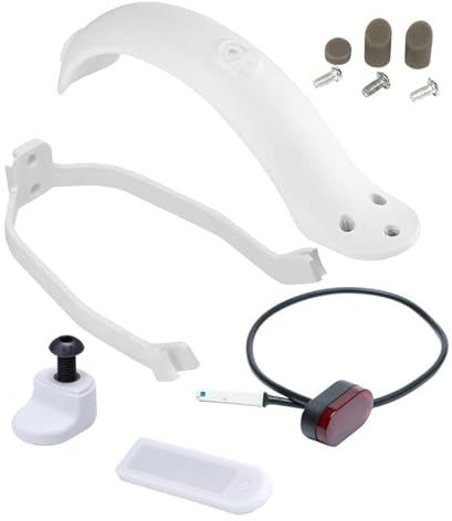 CLKE E Scooter Fender Set, Rear Mudguard for Mi Xiaomi M365/M365 Pro, Rear Fender Mudguard Bracket Tail Light, Electric Scooter Replacement Accessory Scooter Parts, with Screws and Screw Caps (White)