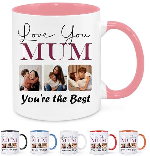 EKAM Personalised Family Mug - Gifts for Mum, Mothers Day, Birthday Gifts Presents for Mum Mummy Mother Her from Daughter Son Mothers Day Gifts - 11oz Ceramic White Tea Mug Custom with Photos
