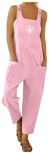 Arbeitshose Damen Latzhose Festlich Arbeitshosen with Pockets große Größen Bunte Blumenmuster Hoseanzug Playsuits Casual Arbeitslatzhose Druck Spaghetti Träge Sommeroverall
