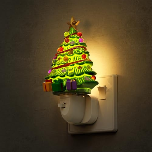 LOHAS-LED Christmas Tree Night Light Plug in Wall, 3000K Warm White | Plug in Night Light with On/Off Modes Decorative Christmas Tree Nightlight Ideal for Gifts