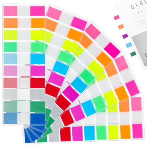 Uniclife 1000 Sticky Tabs Notizzettel matte transparente Lesezeichen Index Etiketten Markierung Post It Tabs Spender Seitenmarker Schule Büro 10 Farben