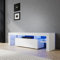 SIRHONA Meuble TV LED Blanc, Banc TV 160x35x45cm, Éclairage LED RGB avec Couleur réglable, Capacité de Charge 30 kg, Convient pour Salon ou Chambre