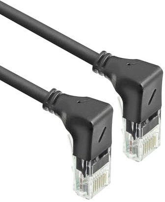 ACT CAT6A LAN Kabel Dünn U/UTP, gewinkelt doppel unten, 1,5M - DD5951 | ideal bei Platzmangel beim Anschließen