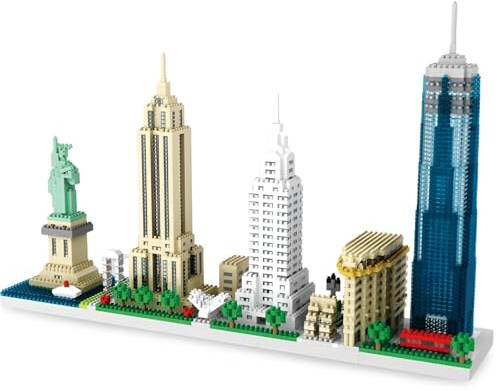 PlaySynthe Architektur New York Skyline Bausteine, 2673 Teile Mini Mikro New York Skyline Klemmbausteine, Architektur Bausatz Spielzeug für Erwachsene, Geschenke für Wahrzeichen Liebhaber