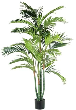 Planta Artificial de una Palmera Bambu con 6 Troncos de PVC en Verde 180x55x55cm