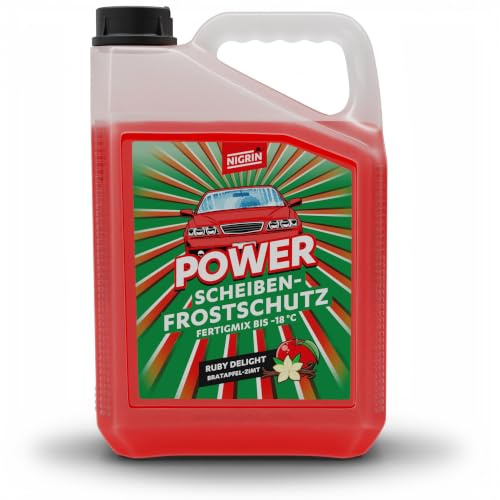 NIGRIN POWER Scheibenfrostschutz Fertigmix Bratapfel | 5 Liter | wirksam bis -18°C | Anti-Freeze-Formel | Reinigungszusatz für Autoscheiben & Scheinwerfer | schlierenfrei | polycarbonatverträglich