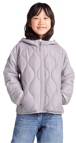 TOG24 Arbor Kids Fleece Jacket, Winter Quilted Padded Rain Hood Outdoor Zip | Coat, DWR coating, Pockets, Ribbed cuffs, Elasticated, Reflective detail, School, Outdoors